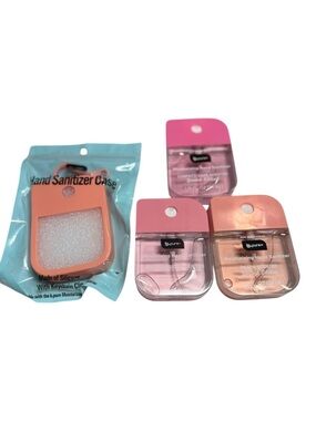 b.pure Hand Sanitizer Set w/ Silicone Case 3 Pack Peach Watermelon Confetti Cake